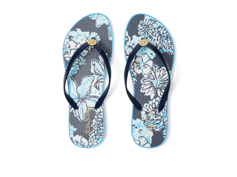Incaltaminte Femei Lilly Pulitzer Pool Flip-Flop Low Tide Navy Bouquet All Day