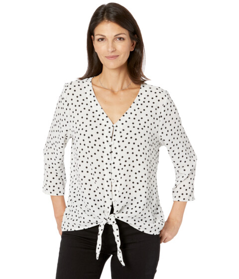 Imbracaminte Femei Bobeau Lucille 34 Sleeve Tie Front IvoryBlack Polka Dot