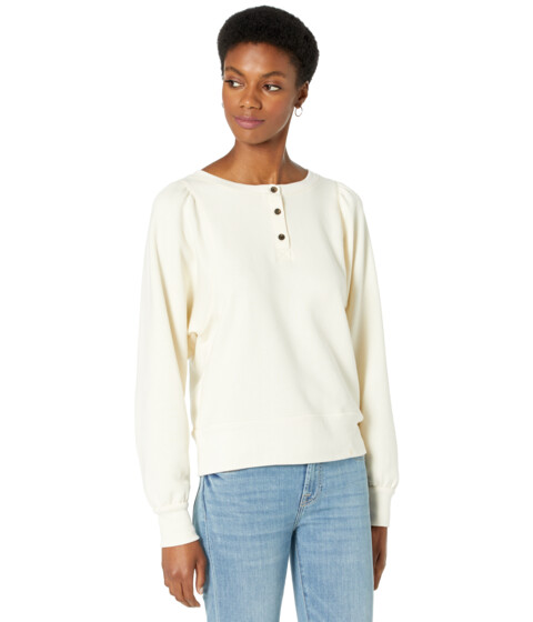Imbracaminte Femei Madewell Henley Puff-Sleeve Sweatshirt Antique Cream