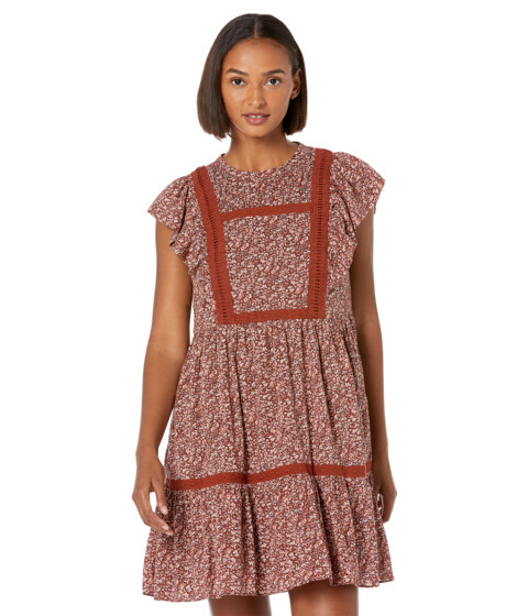 Imbracaminte Femei Madewell Flutter-Sleeve Mini Dress in Cottage Garden Vintage Mulberry