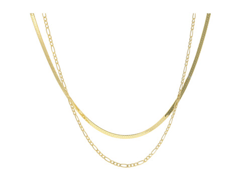 Bijuterii Femei Argento Vivo Herringbone Figaro Double Necklace Gold