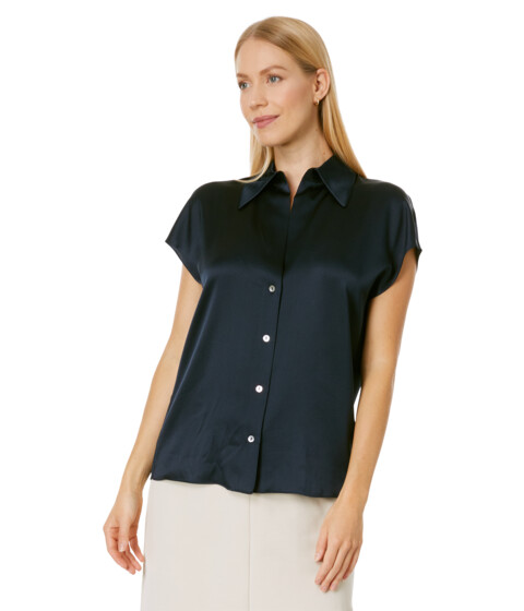 Imbracaminte Femei Vince Cap Sleeve Ruched Back Blouse Coastal Blue