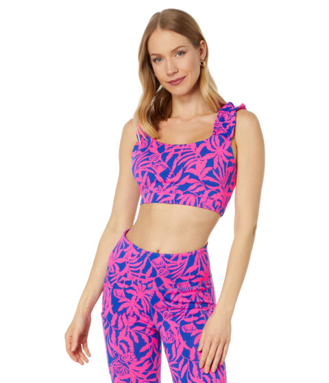 Imbracaminte Femei Lilly Pulitzer Karena Ruffle Sports Bra Pink Grenadine Flocking To Paradise