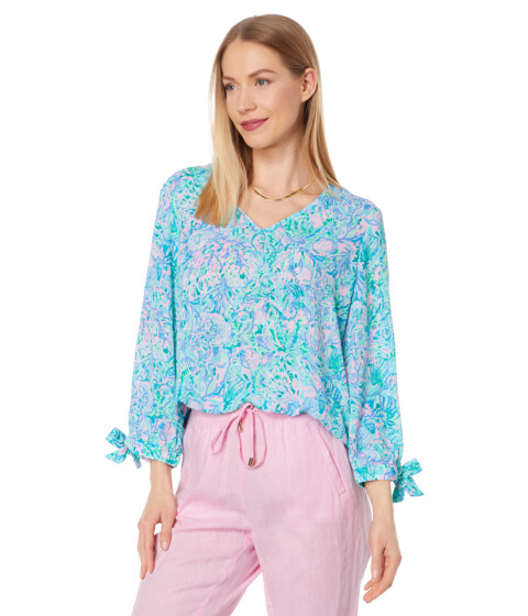 Imbracaminte Femei Lilly Pulitzer 34 Sleeve Pamala Top Surf Blue Soleil It On Me