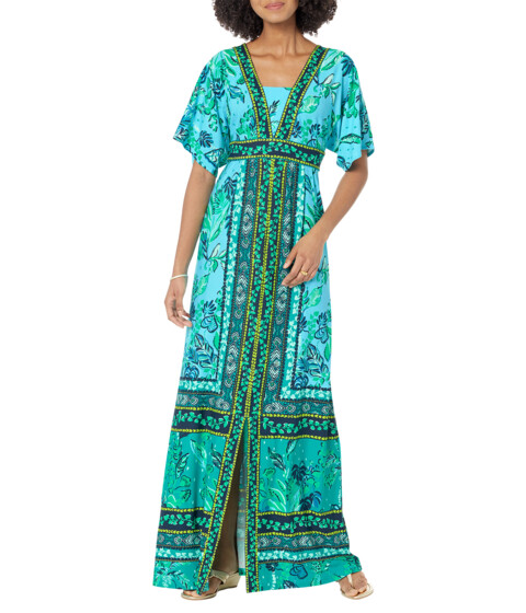 Imbracaminte Femei Lilly Pulitzer Ilia Elbow Sleeve Maxi Dress Seabreeze Blue Plant One On You