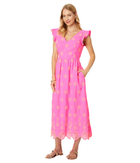 Imbracaminte Femei Lilly Pulitzer Lillyanne Flutter Sleeve Dress Aura Pink Days Bloom Eyelet