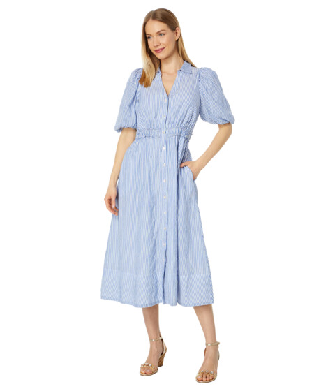 Imbracaminte Femei Lilly Pulitzer Tassie Elbow Sleeve Cotton Dress Coastal Blue Lightweight Oxford Stripe