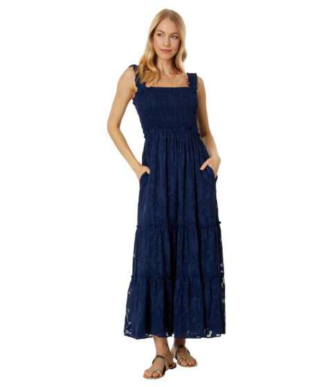 Imbracaminte Femei Lilly Pulitzer Hadly Smocked Maxi Dress True Navy Poly Crepe Swirl Clip