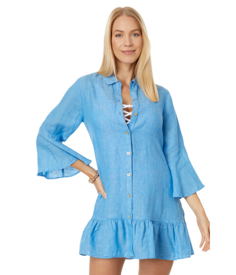 Imbracaminte Femei Lilly Pulitzer Linley Collared Cover-Up Beckon BlueSea Salt Blue