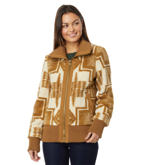 Imbracaminte Femei Pendleton Foxglove Range Fleece Bomber Harding IvorySaddle