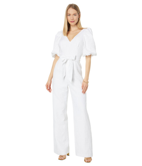 Imbracaminte Femei Lilly Pulitzer Kirrabelle Short Sleeve Jumpsuit Resort White Pineapple Pucker Jacquard
