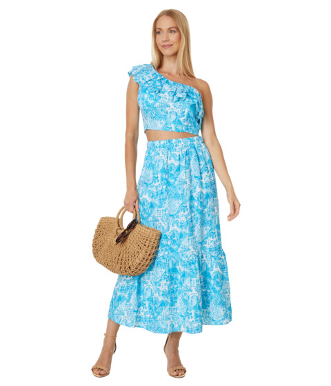 Imbracaminte Femei Lilly Pulitzer Kasida Ruffle Set Amalfi Blue Sunny State Of Mind