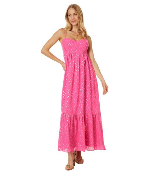 Imbracaminte Femei Lilly Pulitzer Hiedi Maxi Dress Aura Pink Viscose Metallic Clip Dobby