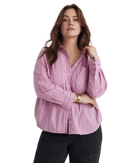 Imbracaminte Femei Madewell Plus Signature Poplin Oversized Boyshirt in Stripe Light Petunia