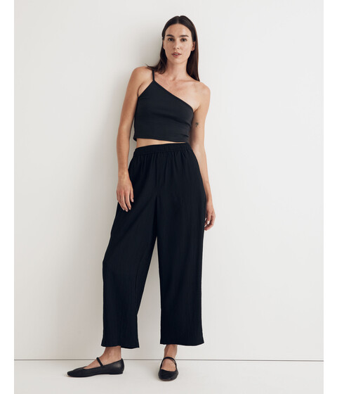 Imbracaminte Femei Madewell Crinkled Crepe Straight-Leg Crop Pants True Black