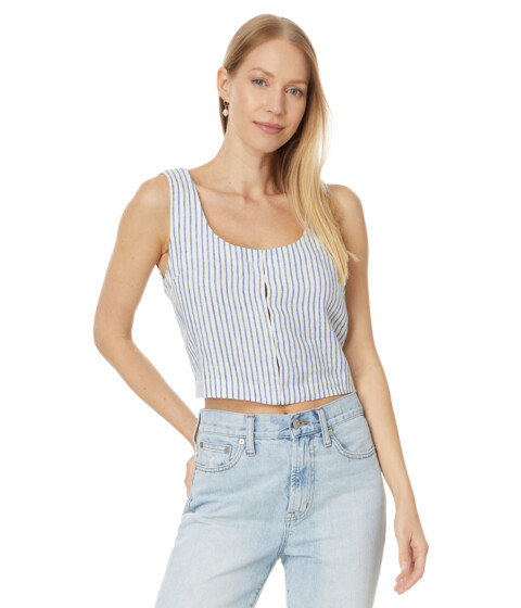 Imbracaminte Femei Madewell Scoopneck Crop Tank in 100 Linen Bluestone