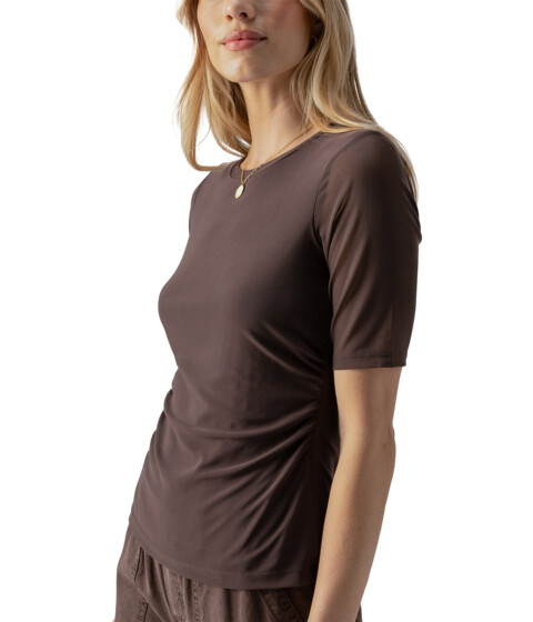 Imbracaminte Femei Sanctuary Half Sleeve Perfect Mesh Tee Mud Bath